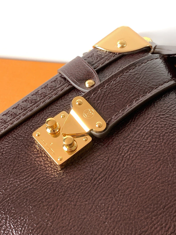 LV Side Trunk Bag 23.5cm Dark Brown in Cowhide 287097