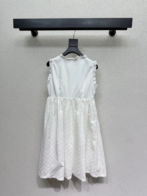 LV Sleeveless Dress White in Cotton 382442