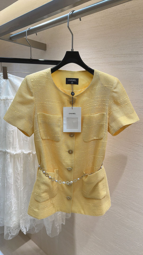 CC Short-sleeved Shirt Retro Style Yellow in Tweed 385133