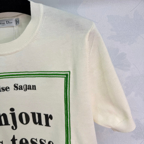 CD 26 Crew Neck Logo Knit Short-Sleeve T-Shirt White in Wool