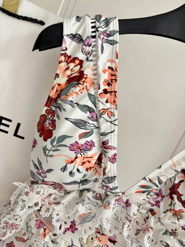 CC Floral Lace One-Piece Swimsuit in White Multicolor 289862