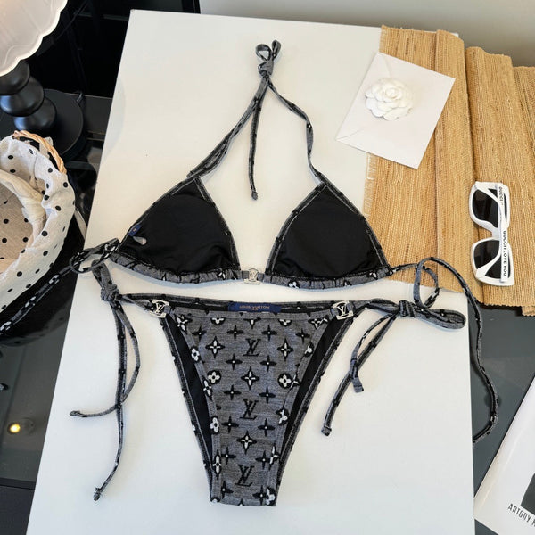 LV Graphic Monogram Bikini in Dark Gray Polyamide 241796