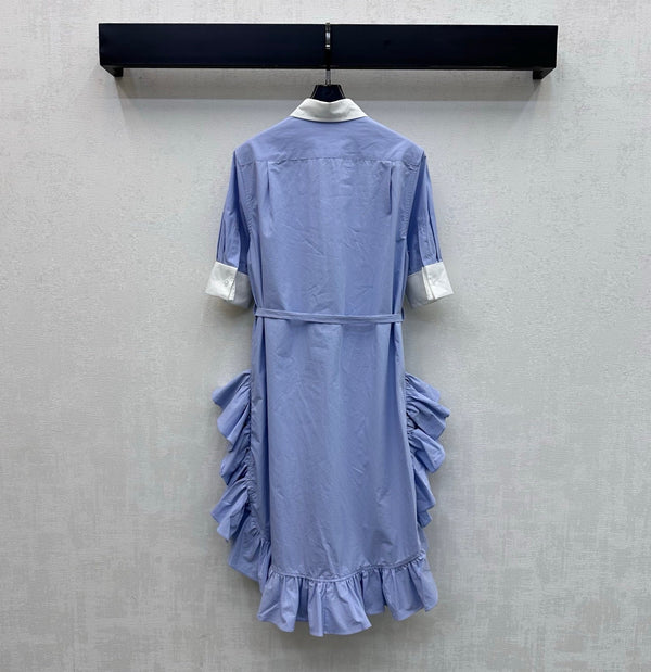 CD 26 Lace-up Tie-front Dress Blue in Cotton 389461