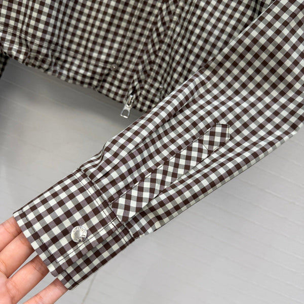 Moncler 26 Check Shirt Jacket Black White in Cotton 389778