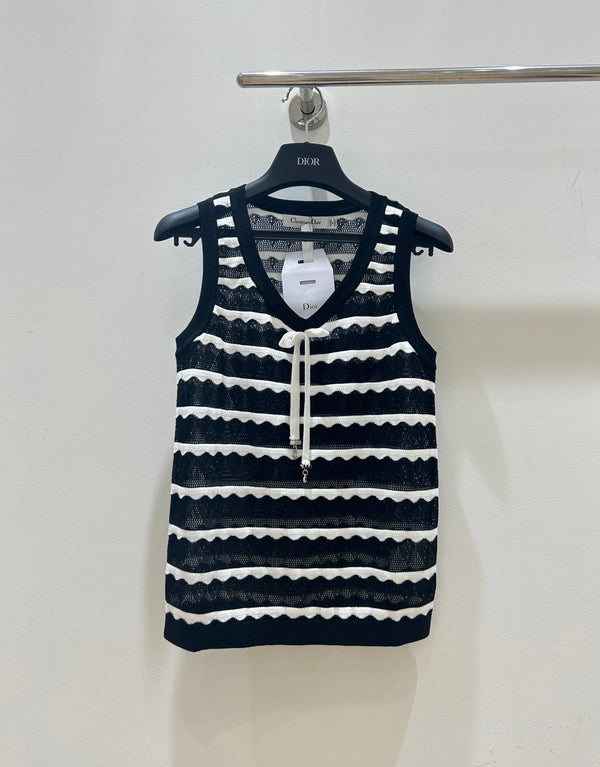 CD 2026 Knit Vest Black And White Bow Detail Tencel 479351