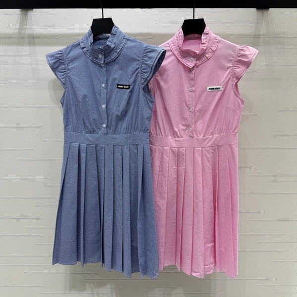 Miu Gingham Check Shirt Dress Cotton 392629