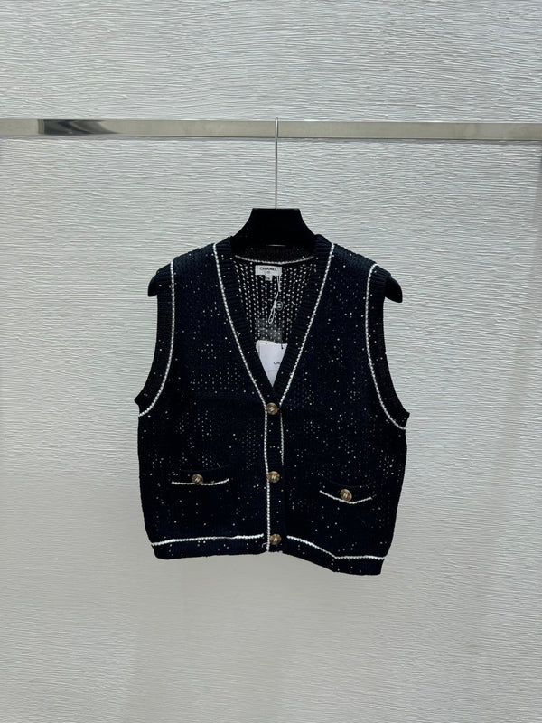 CC 2026 V-Neck Knitted Vest Cardigan Cotton 516750