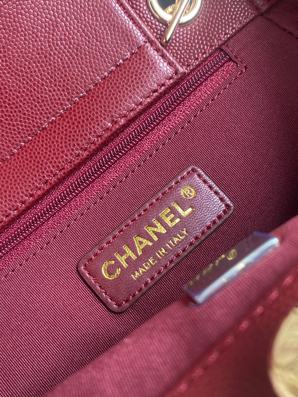 CC Tote Bag 39cm Burgundy Caviar Cowhide