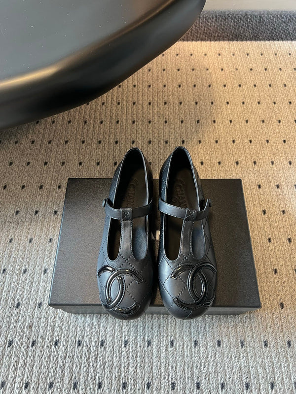 CC 26s T-Strap Mary Jane Flats Black Cowhide