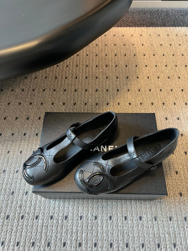 CC 26s T-Strap Mary Jane Flats Black Cowhide