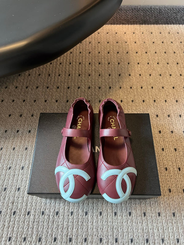 CC 26s Coco Beach Mary Jane Flats Burgundy Cowhide