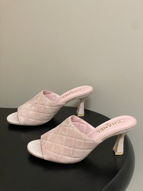 CC Quilted Heeled Sandal 8cm Pink Suede 834700