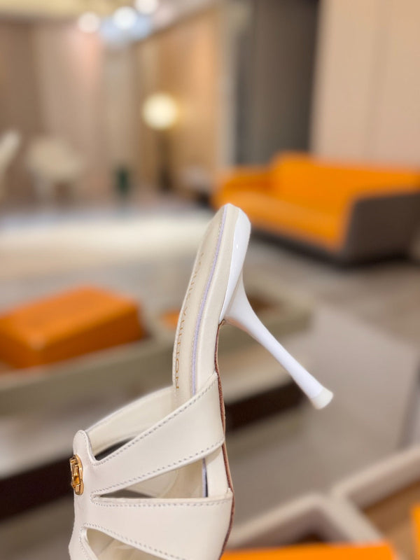 LV Isola Mule 9.5cm White Calfskin Leather 844386