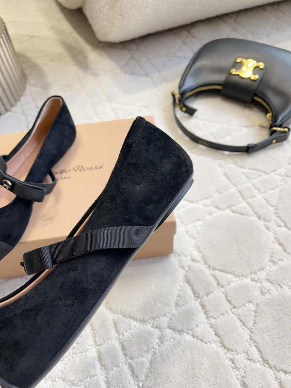 GR Mary Jane Flats Black Suede 851885