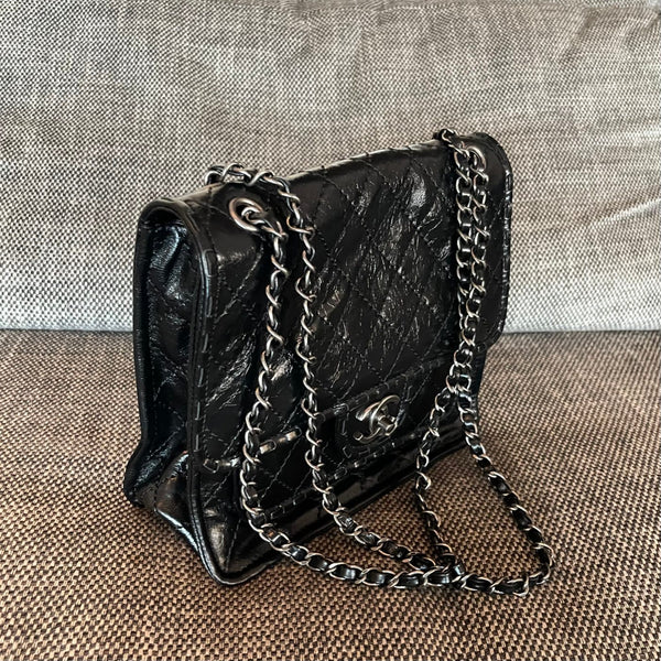 CC Vintage CC Flap Bag 26cm Black Synthetic Leather