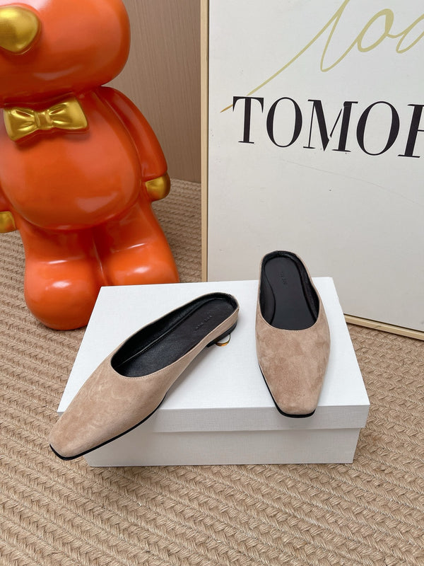 TR June Square Toe Mules Beige Suede 856176