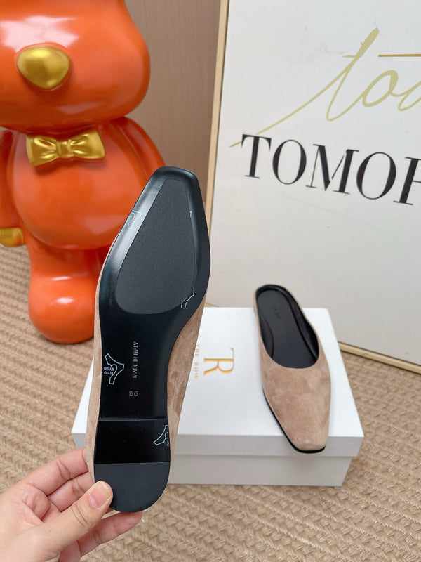 TR June Square Toe Mules Beige Suede 856176