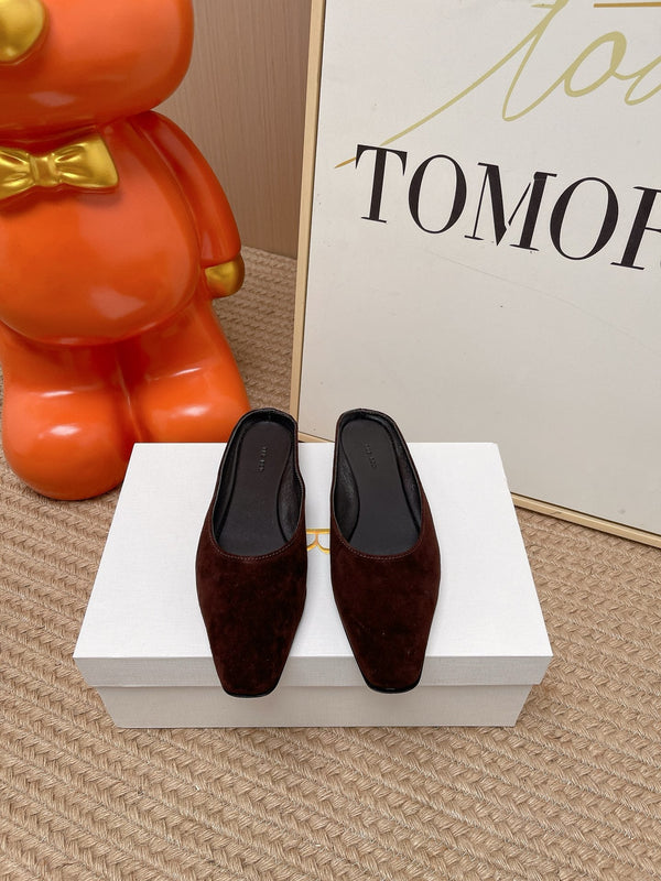 TR June Square Toe Mules Chocolate Suede 856175