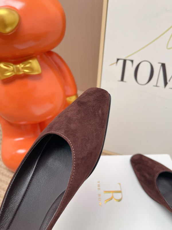 TR June Square Toe Mules Chocolate Suede 856175