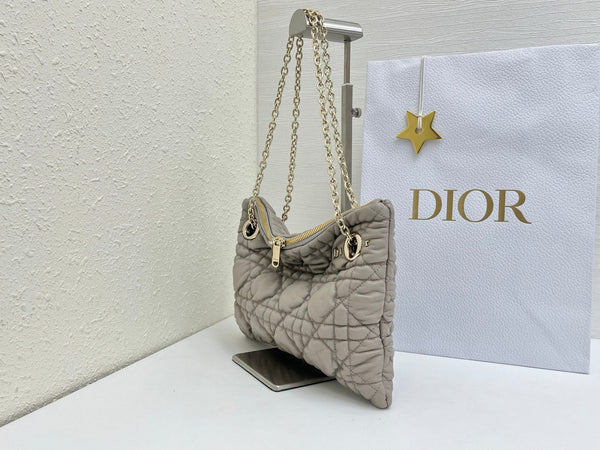 CD Small Cannage Quilted Tote Bag Grey Cowhide 158104