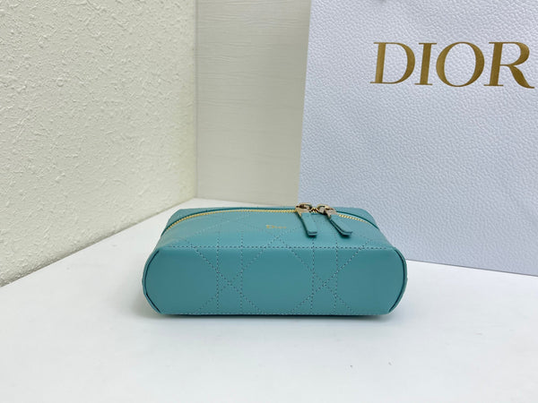 CD Cannage Vanity Chain Bag 19cm Turquoise Blue Cowhide 158123