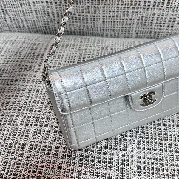 CC East-West Flap Bag 26cm Silver Lambskin