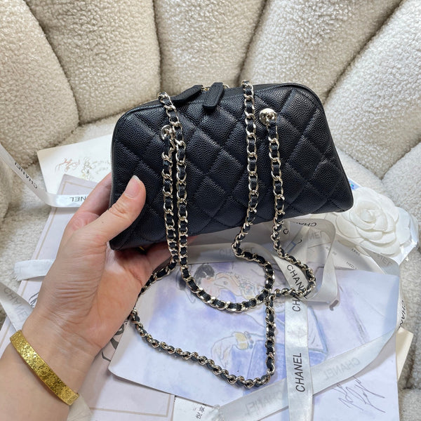 CC 26P Bowling Bag Chain Strap 19.5cn Brown Caviar Cowhide GHW