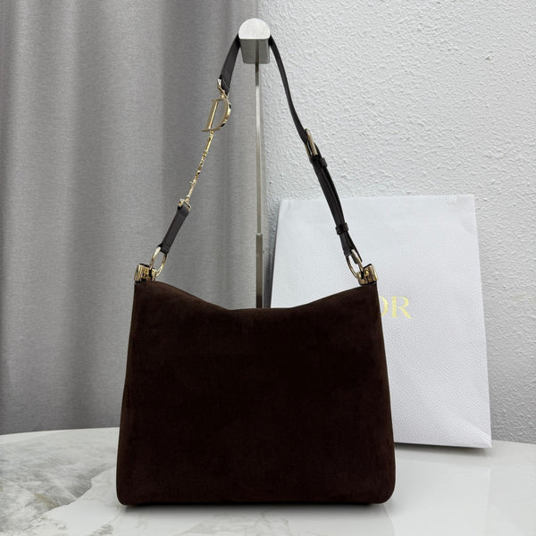 CD Diorly Shoulder Bag 31.5cm Coffe Suede Leather 158568