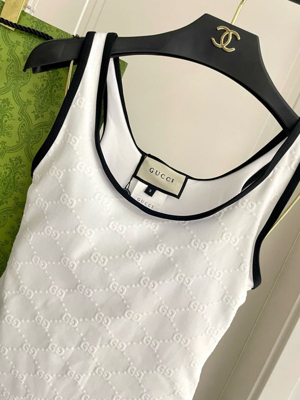 GG Jacquard One-Piece Swimsuit White 330772