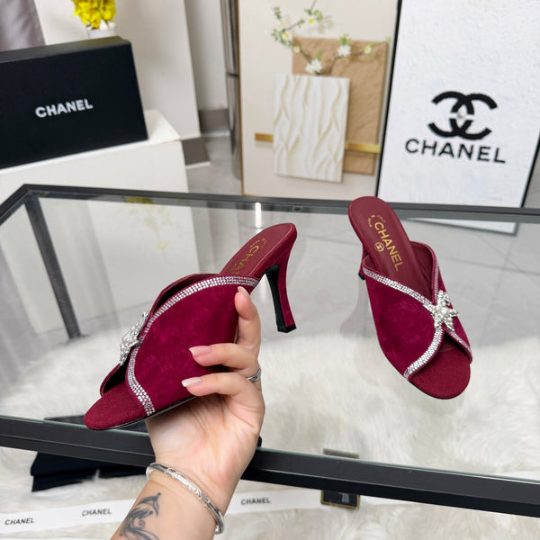 CC Star Brooch Mules Burgundy Cashmere Leather 872821