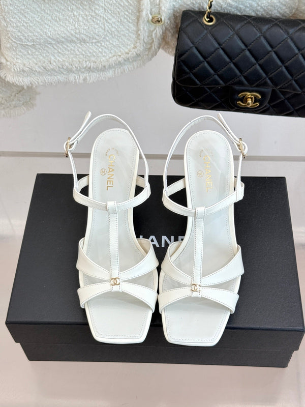 CC 26A Strappy Stiletto Sandals White Leather 878669