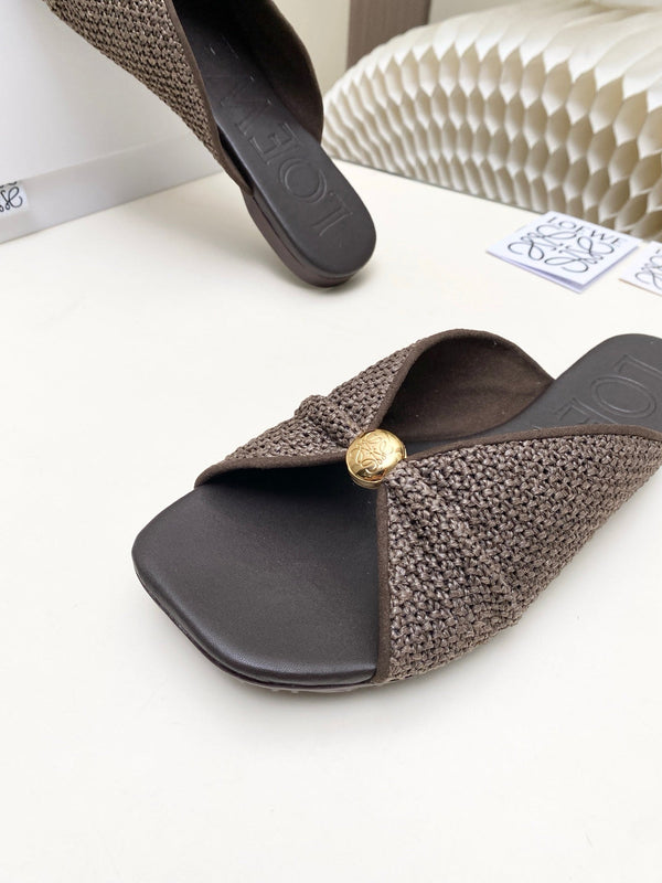 Loew Pebble Soft Slides Brown Lambskin Leather 881382