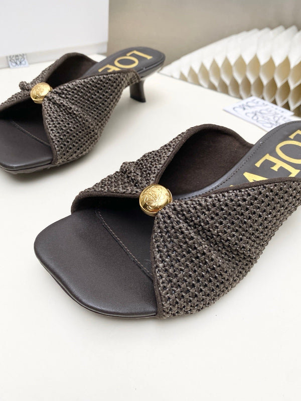 Loew Pebble Soft Sandals Chocolate Lambskin Leather 881363