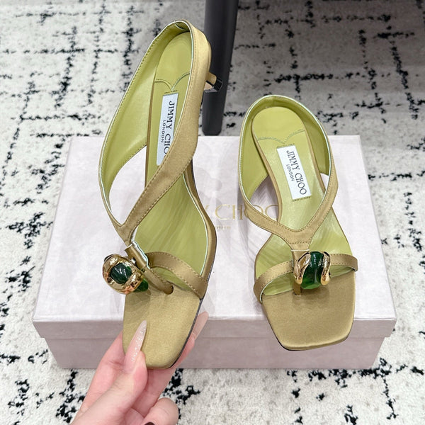 JC Emeri Stone Sandals 3cm Olive Green Suede Leather 880815