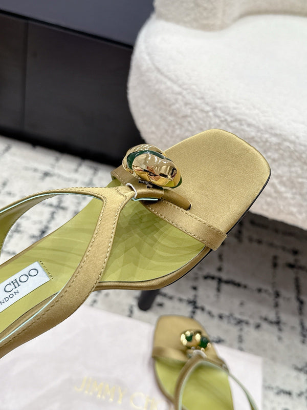 JC Emeri Stone Sandals 3cm Olive Green Suede Leather 880815