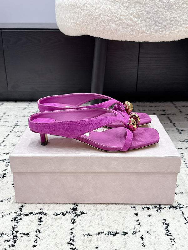 JC Emeri Stone Sandals 3cm Purple Suede Leather 880814