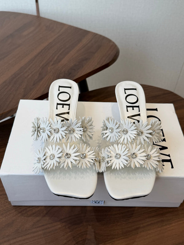 Loew Paula's Ibiza Petal Flower Sandals White Leather 889897