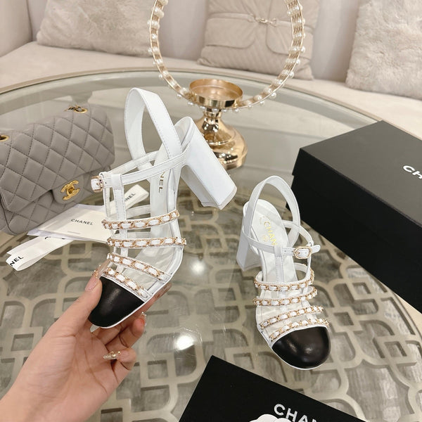 CC Cruise 2025/26 Slingback Sandals White Black Leather 890727