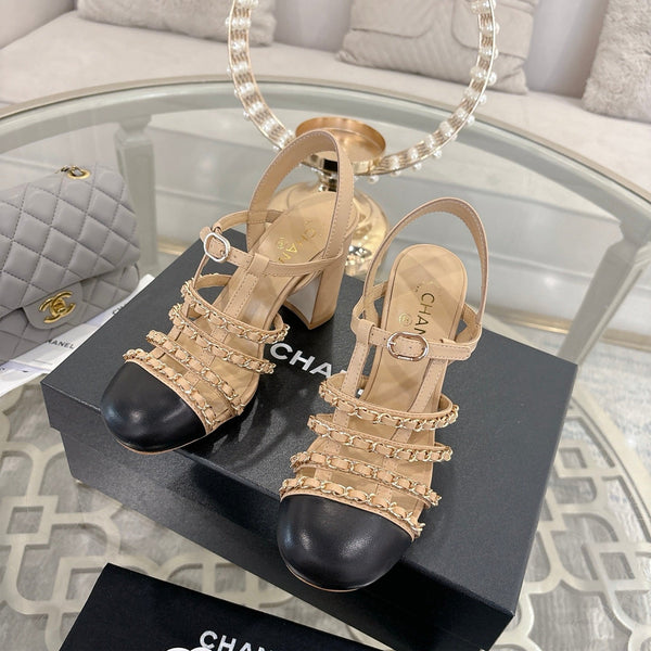 CC Cruise 2025/26 Slingback Sandals Beige Black Leather 890725