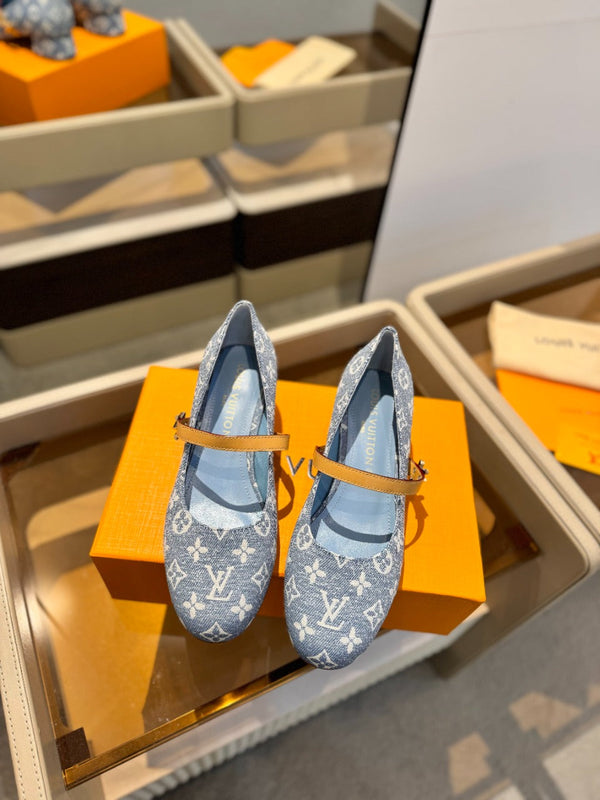 LV Romy Mary Jane Pumps Blue Monogram Canvas 893586