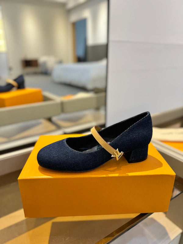 LV Romy Mary Jane Pumps Blue Denim 893585