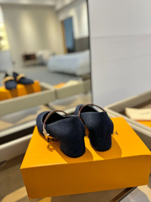 LV Romy Mary Jane Pumps Blue Denim 893585