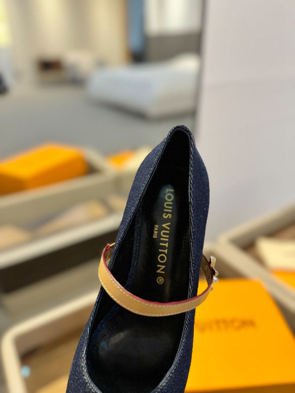LV Romy Mary Jane Pumps Blue Denim 893585