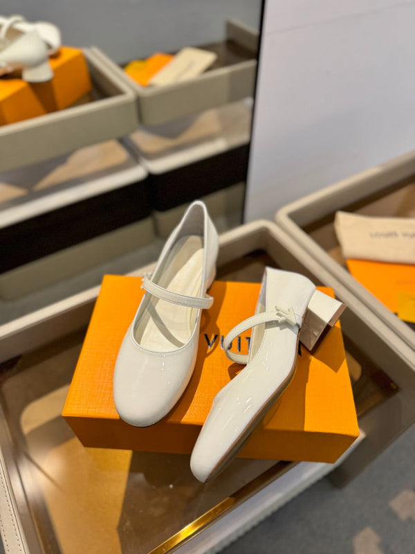 LV Romy Mary Jane Pumps White Patent Leather 893582