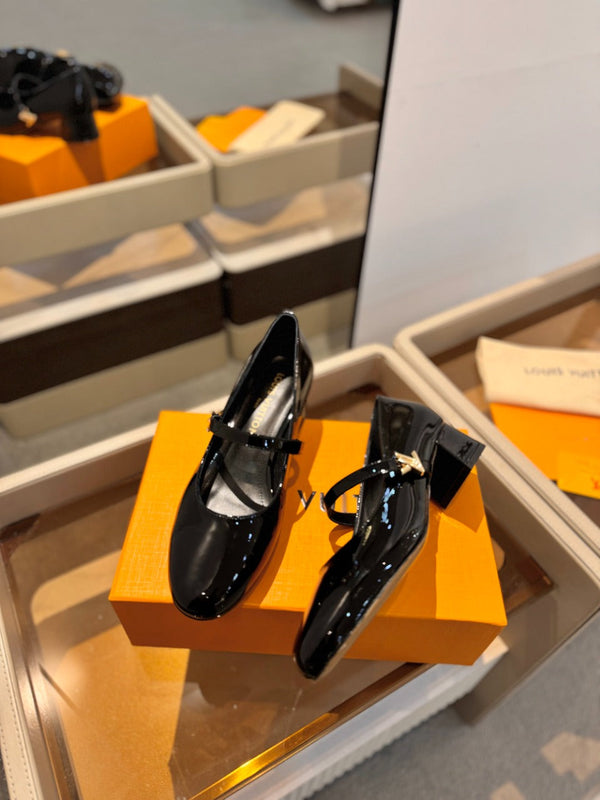 LV Romy Mary Jane Pumps Black Patent Leather 893581