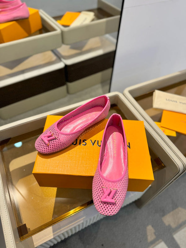 LV Shake Perforated Ballet Flats Pink Calfskin 893574
