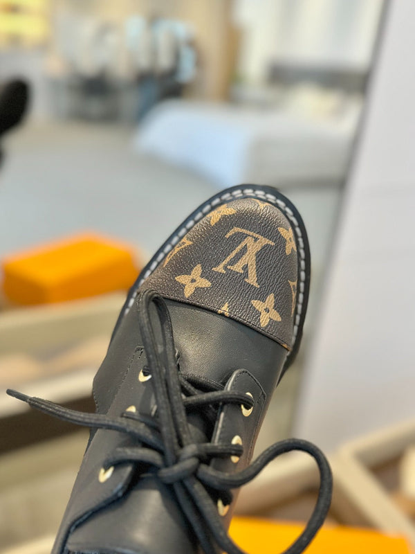 LV Platform Sandal Derbies Black Monogram Calfskin 893571