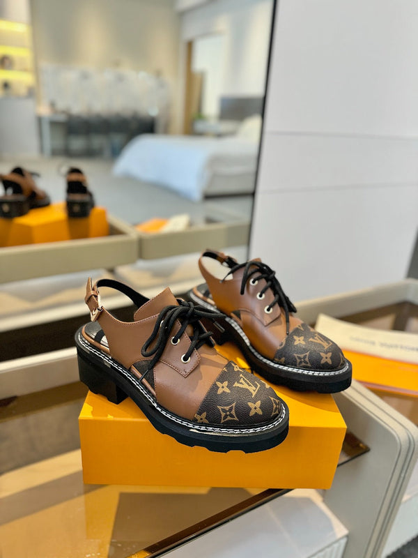 LV Platform Sandal Derbies Brown Monogram Calfskin 893570