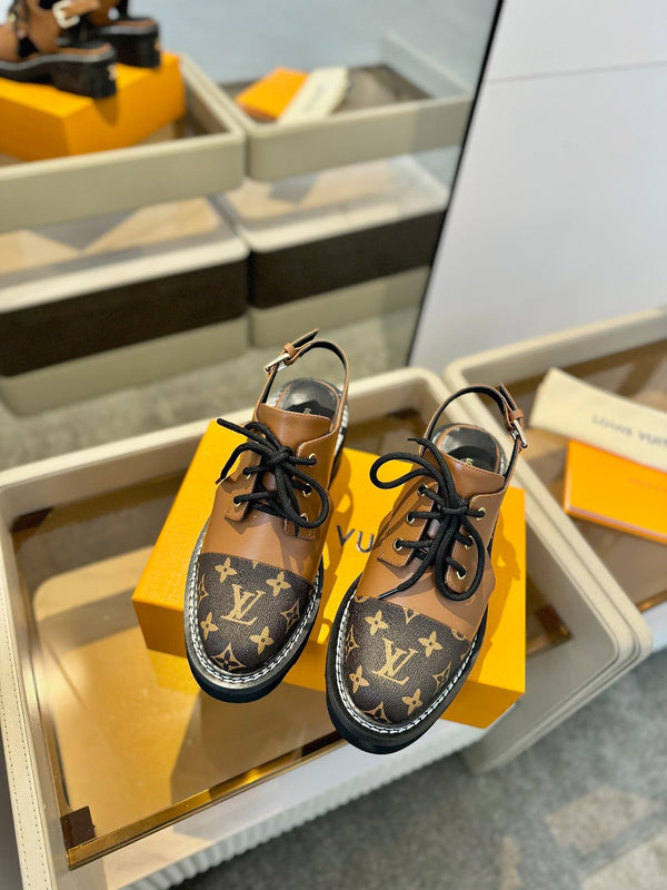 LV Platform Sandal Derbies Brown Monogram Calfskin 893570