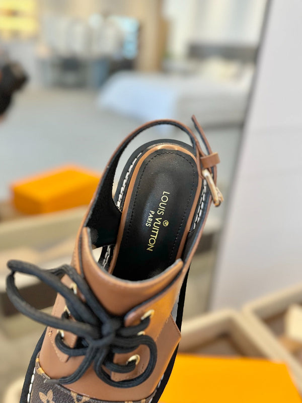 LV Platform Sandal Derbies Brown Monogram Calfskin 893570
